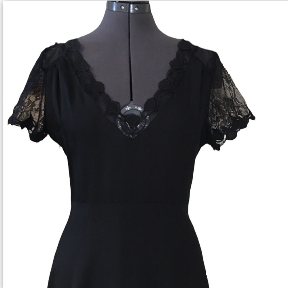 Axara Paris Black Fit and Flare Dress with Lace Size Small